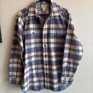 L.L. Bean Blue and Red Plaid Casual Button Down Shirt